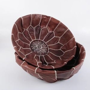 Pair of Leather Kasbah Poufs